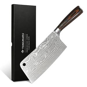 lot 3312 image: TONGMARU Cleaver Knife, 7 inch Professional High Carbon Razor Super Sharp German Stainless Steel - Chinese Chef Cooking Knife with Ergonomic Forged PakkaWood Handle, with Luxury Gift Box, for Family