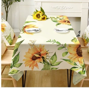 lot 3316 image: Rectangle Sunflower Tablecloth Waterproof Spring Summer Floral Tablecloths,Rustic Flower Tablecloth Farmhouse Washable Polyester Table Cloth Wrinkle-Free Table Cover for DiningPartyWedding 60x84