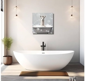 lot 3318 image: CXHOSTENT Funny Animal Bathroom Wall Art Cute Alpaca in Bathtub with Bubbles Canvas Prints Posters Toilet Pictures for Baby Room Decor Framed