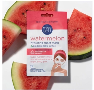 lot 3321 image: Brand MISS SPAMiss Spa Watermelon Hydrating Sheet Mask for Face, Moisturizing Face Mask to Hydrate and Refresh Skin, Dermatologis