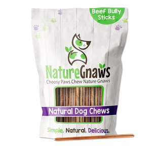 lot 3327 image: Nature Gnaws Natural Extra Thin Beef Bully Sticks for Dogs 5-6  (10 Count) Rawhide-Free Chew Treats