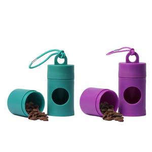 lot 3331 image: Dog poop bag holder-2 in 1 Dog Waste Bag holder Comes with pet snack box for Leash Lightweight Pet Waste Bag Dispenser Equipped with nylon rope and buckle (Excluding dog waste bag)(GreenPurple)
