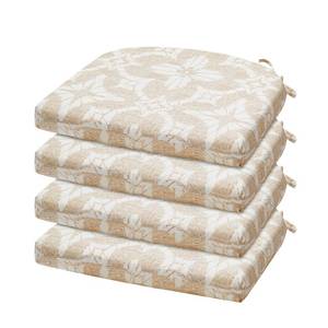 lot 3336 image: LOVTEX Patio Chair Cushion Set of 2, Memory Foam, Waterproof, Beige Floral, 17x16x2 inch
