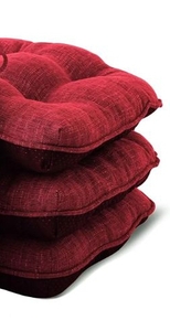 lot 3348 image: Red Memory Foam Chair Cushions - Set of 3
