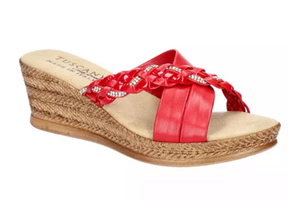 lot 3352 image: Easy Street Womens Tuscany Gessica Wedge Sandals (Size 9M)