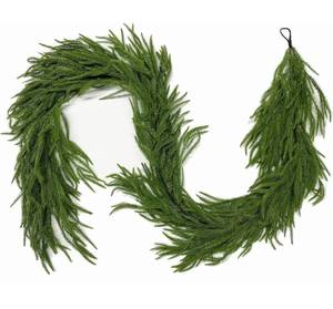 lot 4824 image: Christmas Garland Norfolk Pine Garland Real Touch Artificial Greenery Garland for Mantle Fireplace Table Indoor Outdoor Holiday Decortions