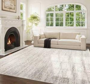 lot 4827 image: Washable Rugs 8x10 Area Rugs for Living Room,Ultra Soft Faux Wool Retro Rugs for Bedroom,Dining Room,Non Slip&Non-Shedding Low Pile Vintage Print Rug Indoor Large Carpets for Home Office Decor