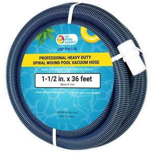 lot 4836 image: U.S. Pool Supply 1-12  x 36 Foot Professional Heavy Duty Spiral Wound Swimming Pool Vacuum Hose with Swivel Cuff