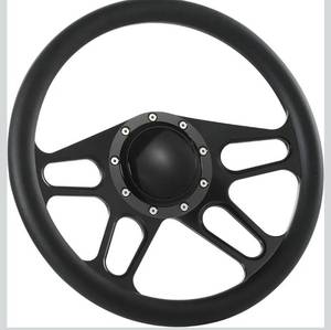 lot 4838 image: Flashpower 14 Billet Half Wrap 9 Bolts Steering Wheel with Horn Button(Black)