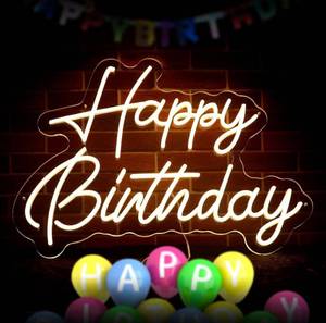 lot 4843 image: Happy Birthday Neon Sign for Party Backdrop Wall Decor Super Large Size 22x16.9 Inch Happy Birthday LED Sign Light Up Sign for Party Teen Bedroom Reunion Decoration Adjustable Light Intensity (Warm White)