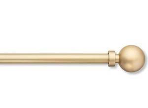 lot 4846 image: MODE Simplicity Collection 58 Diameter Curtain Rod Set with Modern Ball Curtain Rod Finials (Brushed Gold, Fits 36 to 72 Windows