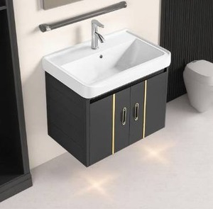 lot 4853 image: 20-inch Gray Gold Wall-Mounted Compact Bathroom Mini Vanity 20-inch Sink-Included Vanity Designed for Compact Bathrooms Floating Vanity