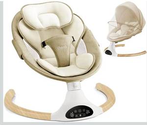 lot 4858 image: LAREX Baby Swing Infant Swing Electric Toddler Baby Rocker Portable for Newborn Boy Girl, 5 Sway Speeds with Remote Control, 10 Preset Melodies and Bluetooth, 0-6 Months Max 20 Lbs (Khaki)