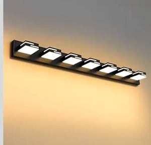 lot 4860 image: LED Modern Bathroom Vanity Light Fixtures 7-Light 5CCT Dimmable Matte Black Vanity Lights for Bathroom Lighting Fixtures Over Mirror, with 350° Rotatable Acrylic Heads, 48-inch
