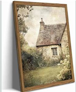lot 4863 image: Vintage Farmhouse Wall Art, 3D Textured Nature Landscape Wall Decor Paintings, Hand Drawn Sandstone Farm House Picture Prints Artwork for Bedroom Living Room 16x24 inch Wood Framed