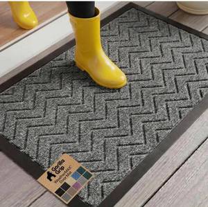 lot 4874 image: GORILLA GRIP 100% Waterproof All-Season WeatherMAX Doormat 35x23, US Designed Natural Rubber, Stain and Fade Resistant, Low Profile Indoor Outdoor Door Mats, Easy Clean Patio Mat, Steel Chevron