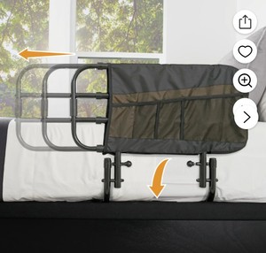 lot 4834 image: Adjustable Senior Bed Rail and Safety Assist Railing for Elderly Adults with Organizer Pouch