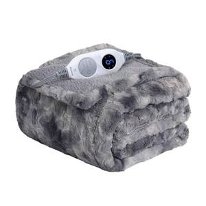 lot 4923 image: Westinghouse Electric Heated Throw Blanket, Faux Fur with 6 Heating Levels & Auto Off, Soft Cozy Sherpa Washable Blanket (50 x 60, Grey)