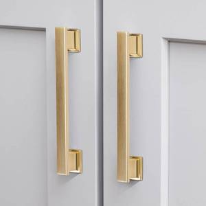 lot 4926 image: VEHCIL 20 Pack Square Brushed Gold Cabinet Pulls, 5 Inch(128mm) Hole Centers Gold Cabinet Handles Hardware for Kitchen Cupboard Closet Bathroom Dresser Drawer, Solid Zinc Alloy