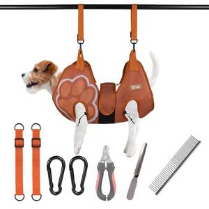 lot 4927 image: Paws n Cradle Dog Grooming Hammock Harness for Dogs & Cats - Complete Kit with Adjustable Leg Fittings, Comb, Nail Clipper, File, Hook & Loop Strap, Adjustable Hanging Straps & Snap Hooks (Large)