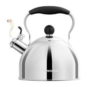 lot 4929 image: Tea Kettle, 2 Quart Stainless Steel Whistling Tea Kettle, Stovetop Whistling Teakettle Tea Pots for Stove Top with Ergonomic Folding Handle, Small Teapot, Water boiler for Tea, Coffee (Silver)