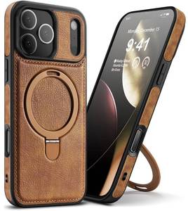 lot 4941 image: VAUSERDY Magnetic for iPhone 17 Pro Leather Case,Invisible Stand Compatible with Magsafe Slim Kickstand Phone Cove for iPhone 17 Pro case- Brown
