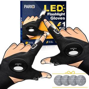 lot 4943 image: PARIGO Easter Basket Stuffers for Adults, Lights Finger LED Flashlight Gloves for Men, Father Day Gifts for Dad Husband Him Grandpa, Cool Suff Easter Stuffers Fishing Gifts for Men Camping Repairing
