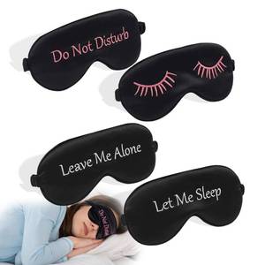 lot 4960 image: 4 Pack Eye Mask for Sleeping Silky Funny Soft Satin Sleep Shade Cover Blindfold with Elastic Strap Travel Nap Blackout for Women Men