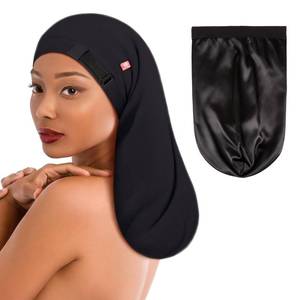 lot 4971 image: Long Silk Satin Bonnet for Braids, XL Dreadlocks for Curly Frizzy Hair Sleeping, Large for Black Women Men