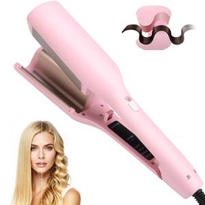 lot 4973 image: Hair Crimper, Waver Curling Iron Hair Styling Tool with Negative Ionic Technology Crimper Hair Tool for Creating Smooth Waves, French Anti-Scald Wave 32mm Curling Iron for Short Hiar, Pink