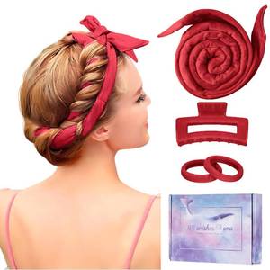 lot 4979 image: Heatless Curling Rod Headband, Upgraded 60 Extra Long Heatless Curls Headband Soft Hair Curlers to Sleep In Hair Rollers No Heat Curls (Red)