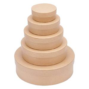 lot 4982 image: BENECREAT 5 Sizes Papier Mache Flat Round Boxes Nesting Stacking Craft Paper Gift Box for Candy Chocolate Biscuits, Halloween Christmas, Wedding Festival Gift Packaging