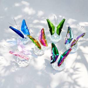 lot 4986 image: 6-Piece Crystal Butterfly Figurine Set, 2.2 Handcrafted Glass Animal Sculpture Home Decor, Office Room Tabletop Display Paperweight, Cute Valentines Day Gift for Butterfly Lover Women Girl Birthday