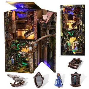 lot 4990 image: CCCDF Book Nook Kit, Booknook Kit with Dust Cover for Adult DIY Miniature House Kit 3D Wooden Puzzle Decorative Bookend Bookshelf Decor Gift for Women Teens (Alice Down The Rabbit Hole)