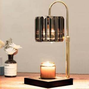 lot 5008 image: Yuichoy Candle Warmer Lamp with Timer, Dimmable Electric Candle Wamer Adjustable Height, Gifts for Women Mom, Glass Modern Candles Melter Lamp, Black