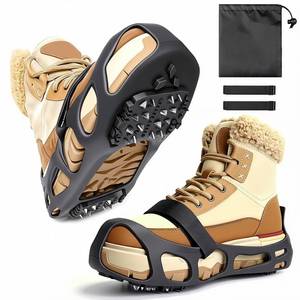 lot 5020 image: Ice Cleats, Ice Cleats for Shoes and Boots, Crampons for Shoes with 24 Spikes Anti Slip Snow Shoes (Large)