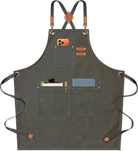 lot 5034 image: AFUN Chef Aprons for Men Women with Oversized Pockets, 16-Ounce Cotton Canvas Cross Back Heavy Duty Work Apron (Grey Green)
