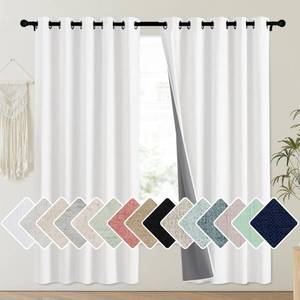 lot 5045 image: NICETOWN 100% Absolutely Blackout Linen Curtains with Thermal Insulated Liner, Greyish White, 62 Wide, 72 Length Energy Saving Curtains for Playroom 2 Panels Set, Vertical Blinds