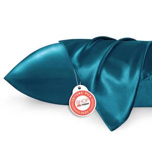 lot 5064 image: Bedsure Satin Pillowcase 2 Pack Similar to Silk Pillow Cases Standard Size, Pillow Case for Sleeping Women with Envelope Closure, Gifts for Women Men, Teal, 20x26 Inches, 2pcs