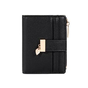 lot 5067 image: Pomelo Best Small Wallet Women Bifold Soft Leather Card Holder with ID Window Zipper Coin Pocket Wallets for Women Black