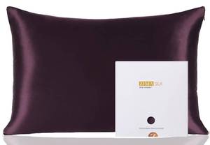 lot 5079 image: ZIMASILK 100% Pure Mulberry Silk Pillowcase for Hair and Skin Health,Soft and Smooth,Both Sides Premium Grade 6A Silk,600 Thread Count,with Hidden Zipper,1pc(Standard 20x26,Eggplant Purple)