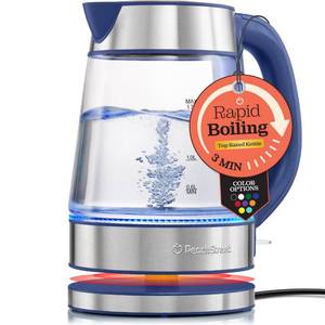 lot 5106 image: Speed-Boil Water Electric Kettle, 1.7L 1500W, Coffee &amp Tea Kettle Borosilicate Glass, Wide Opening, Auto Shut-Off, Cool Touch Handle, LED Light. 360° Rotation, Boil Dry Protection