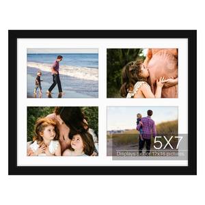 lot 5117 image: Golden State Art, 12x16 Black Wood Collage Picture Frame - Picture Frame with White Mat Displays Four 5x7 Photos - Collage Frame - Tempered Glass, Sawtooth Hanger, Swivel Tabs - Wall Mounting