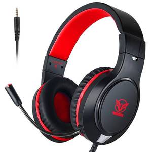 lot 5119 image: H-10 Gaming Headset for PS4, Xbox One, PC, PS5, Nintendo Switch, Stereo Wired Noise Cancelling Over Ear Headphones with Mic for Kids Adults, Bass Surround, Soft Memory Earmuffs, Red
