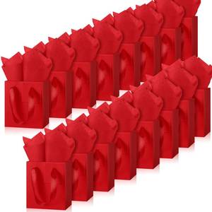lot 5156 image: Tenare 12 Pcs Small Gift Bags Mini Paper Bags Bulk Tiny with Handle Tissue for Jewelry Wrap Halloween Thanksgiving Christmas Birthday Party Favor Supply(4  2.8  4.5inch,Red)