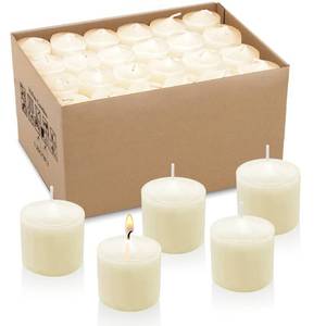 lot 5161 image: 72 Packs Ivory Votive Candles, Unscented Small 1.5 Inch by 1.25 Inch Bulk Wax Candles for Wedding, Party, Holiday & Home - 8 Hours Burn