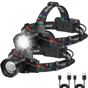 lot 5165 image: azamine Rechargeable Headlamp Super Bright 99000 Lumens, 2Pack LED Head Lamp with 3 Modes, 90° Adjustable Head Lights for Forehead, IPX6 Waterproof HeadLamps for Adults Camping Hunting Hiking