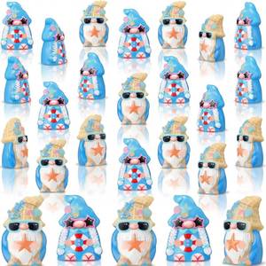 lot 5185 image: DoubleFill 60 Pcs Mini Summer Gnome Figurine Beach Resin Gnomes 2 Styles Miniature Figures for Beach Party Favors Gifts Hawaiian Table Centerpieces Decor