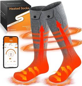 lot 5188 image: Heated Socks, APP Control Electric Heated Socks for Men Women, Rechargeable Battery Powered Warm Socks, Washable Thermal Socks Foot Warmer for Winter Hunting Skiing Hiking