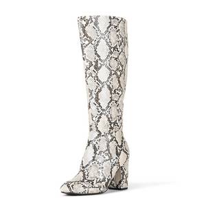 lot 5200 image: Amazon Essentials Womens Tall Boots with Chunky Block Heel, Snake Faux Leather, 7